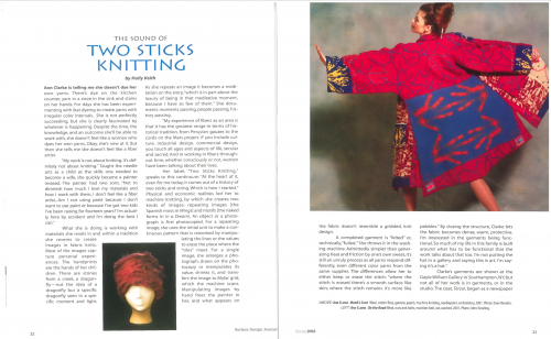 The Sound of Two Sticks Knitting in Surface Design Journal, 2002